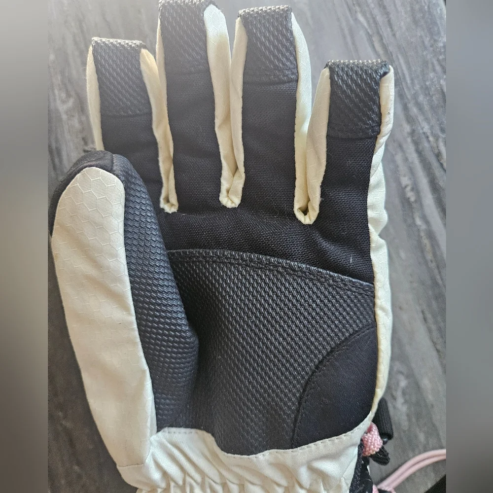 Scott USA Vintage Cream & Black Waterproof Ski Gloves - Pink Accents